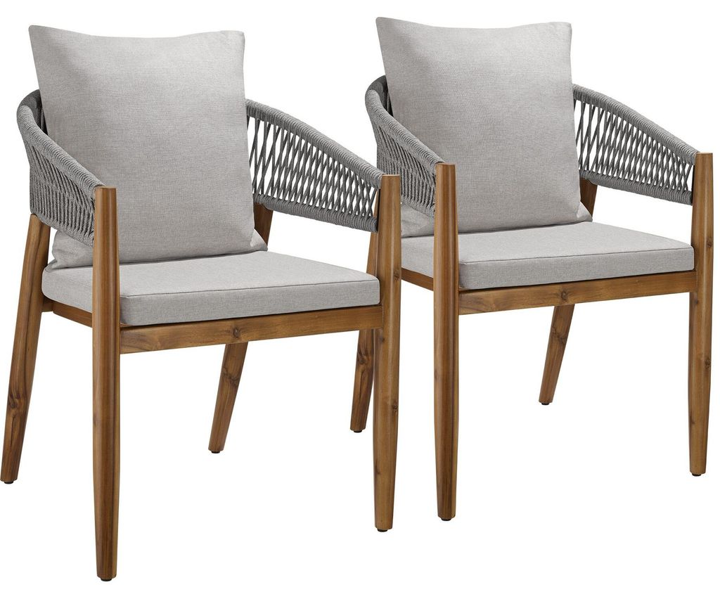 Chaise de jardin MANACOR au design corde - grège, Lot de 2 Image du produit 
