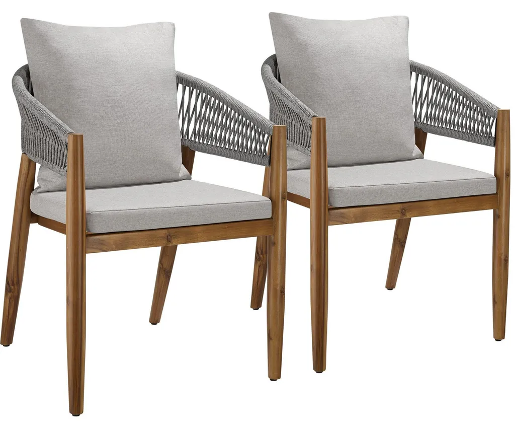 Chaise de jardin MANACOR en corde résistante et aluminium grège x2