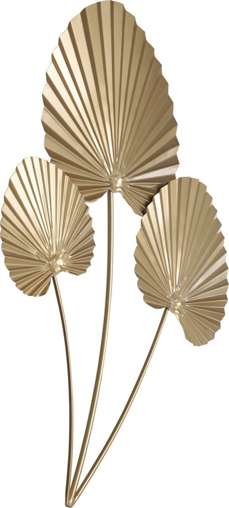 EGLO LIVING Wanddeko Chikuma, elegantes 3D Wandbild im Blatt-Design, Wandobjekt aus Metall in Messing, Wand Deko, Wanddekoration 59 x 77,5 cm