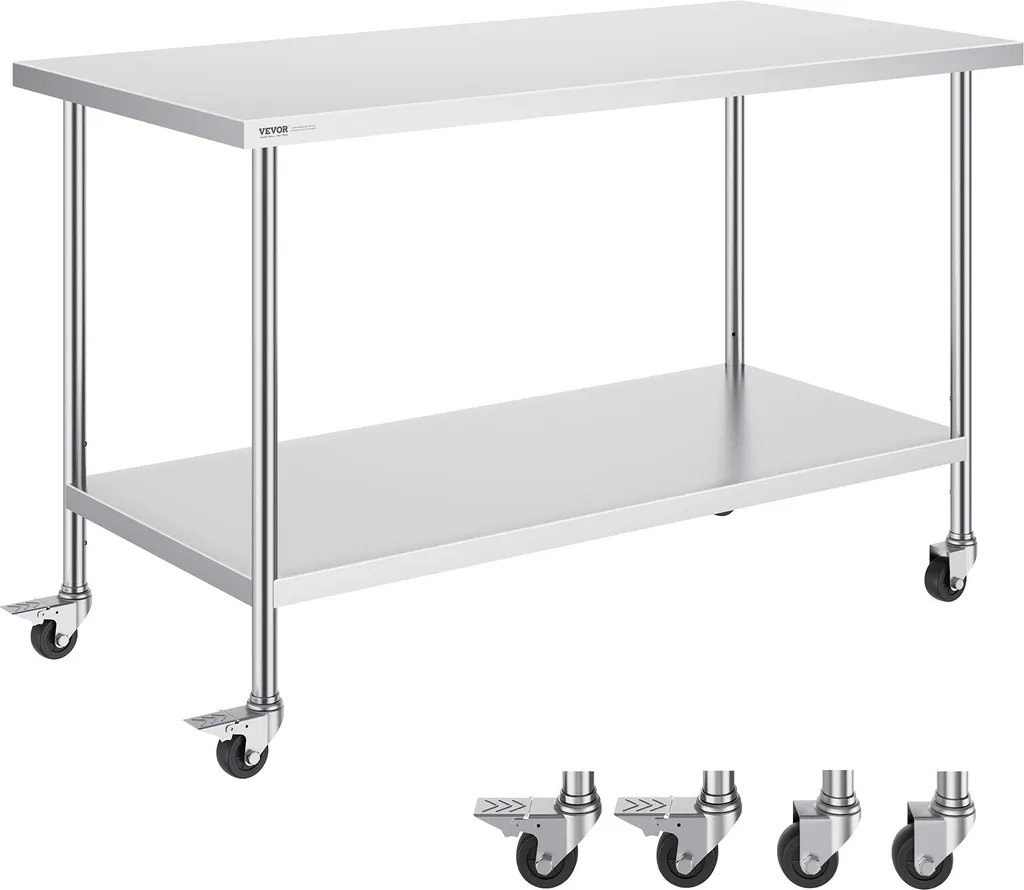Table inox professionnelle pour cuisine de restaurant et préparation