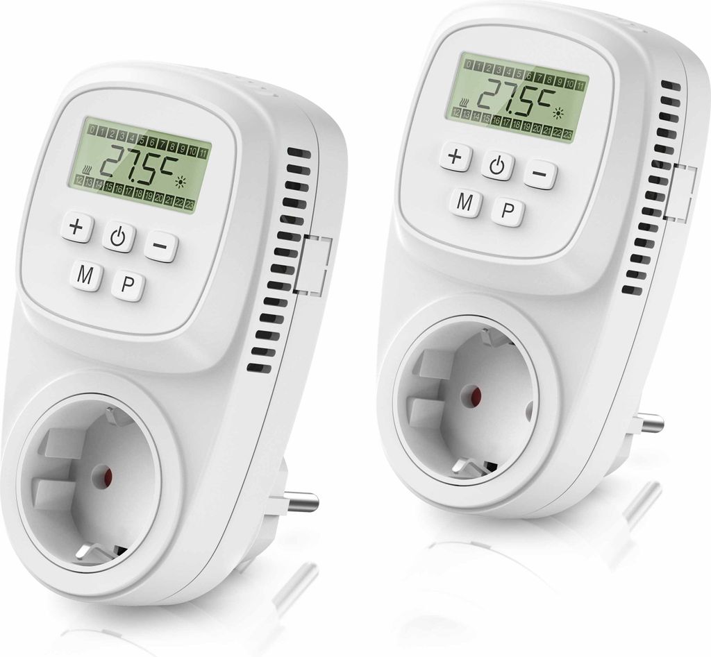 BEARWARE 2x Steckdosen Thermostat digital programmierbar Temperaturregelung 5° - 35°C