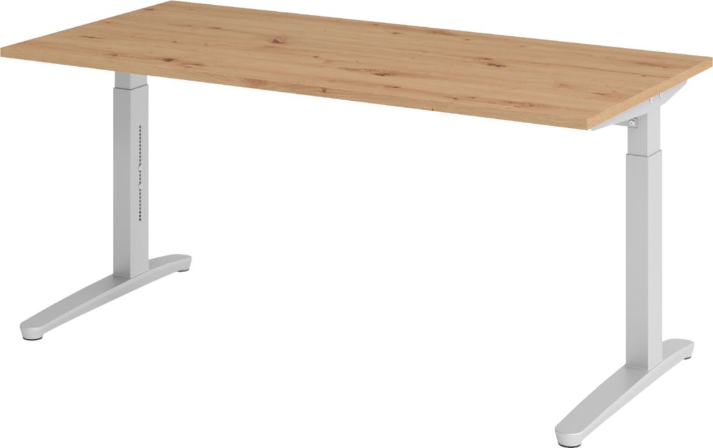 bümö Schreibtisch Serie-XB - Gestell: Silber, Größe: 160 x 80 cm, Nachbildung: Asteiche