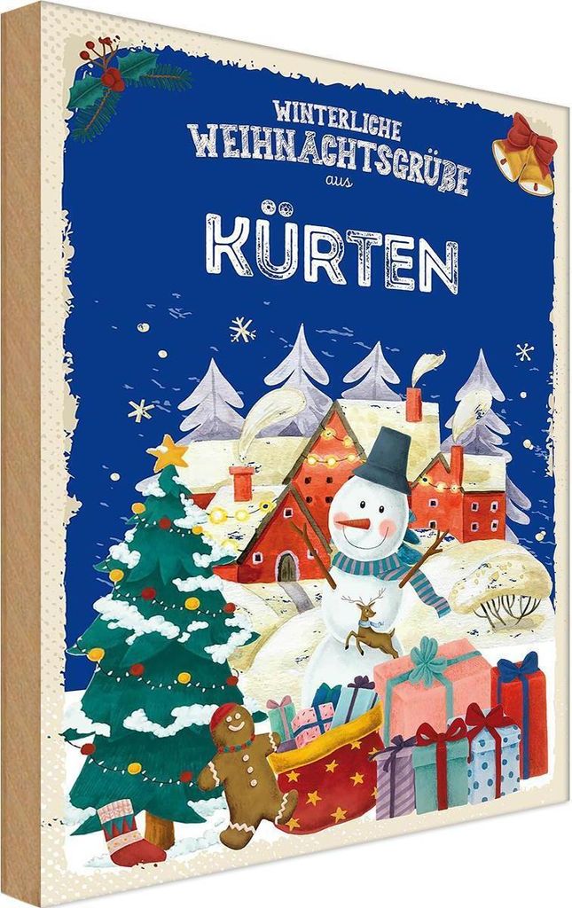 vianmo Holzschild 18x12 cm Weihnachtsgrüße KÜRTEN Weihnachten Fest