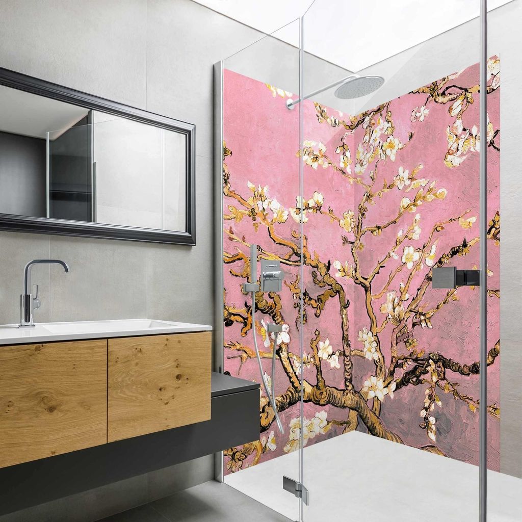 Duschrückwand originell selbstklebend - 0.35 mm Wandpaneel wasserfest Design rosa Badrückwand fugenlos Smart matt 90x210 cm