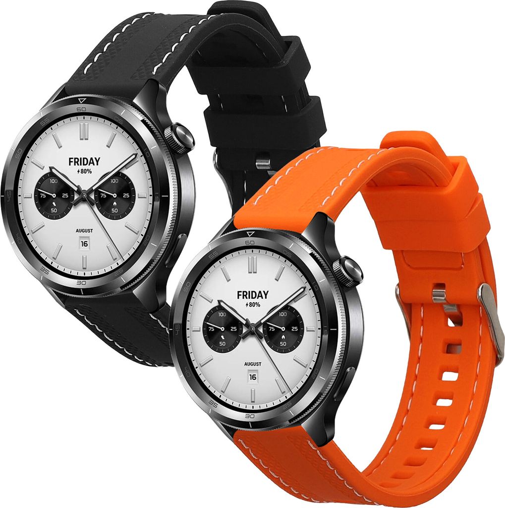 kwmobile 2x Uhrenarmband für Xiaomi Watch S4 / S4 Sport / S3 / S2 / Watch S1 Active / Watch 5 Active Armband - Fitnesstracker Band Set aus TPU Sil...