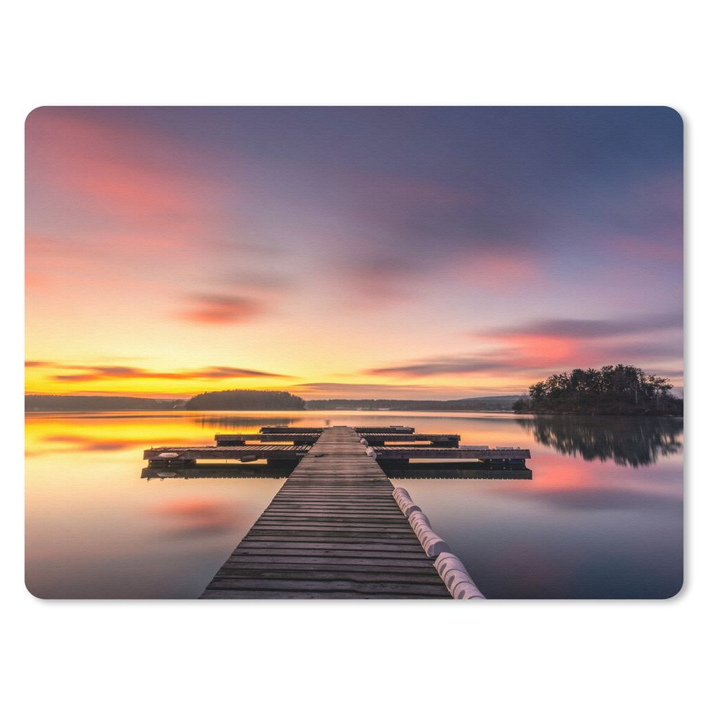 MuchoWow Mauspad Mousepad Steg - Sonnenuntergang - Wasser - Meer - Spiegelung 23x19 cm - Mousepads - Maus Mat - Pad - Mausunterlage - Schreibtisc...