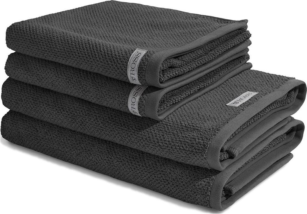 Ross Selection 2 X Handtuch 2 X Duschtuch im Set Frottee aus Bio Baumwolle 540 g/m², Weich saugstark und schnell trocknend, Gewebte Bordüre in vi...