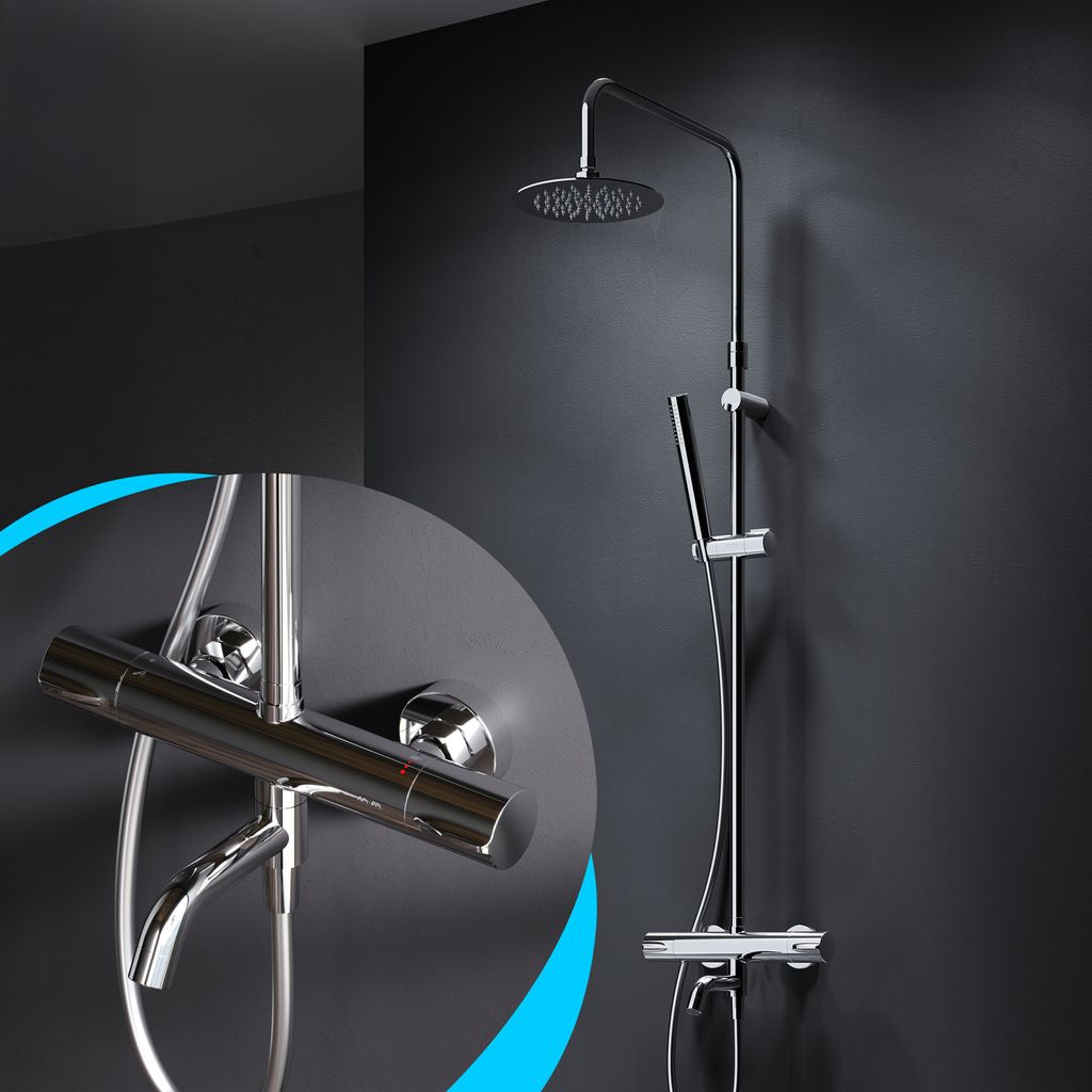 AM.PM Duschsystem Regendusche mit Thermostat 38℃ Edelstahl Produktbild 