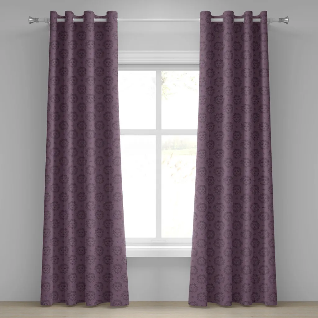 Rideaux décoratifs 2 panneaux motif soleil et étoiles magiques 245cm