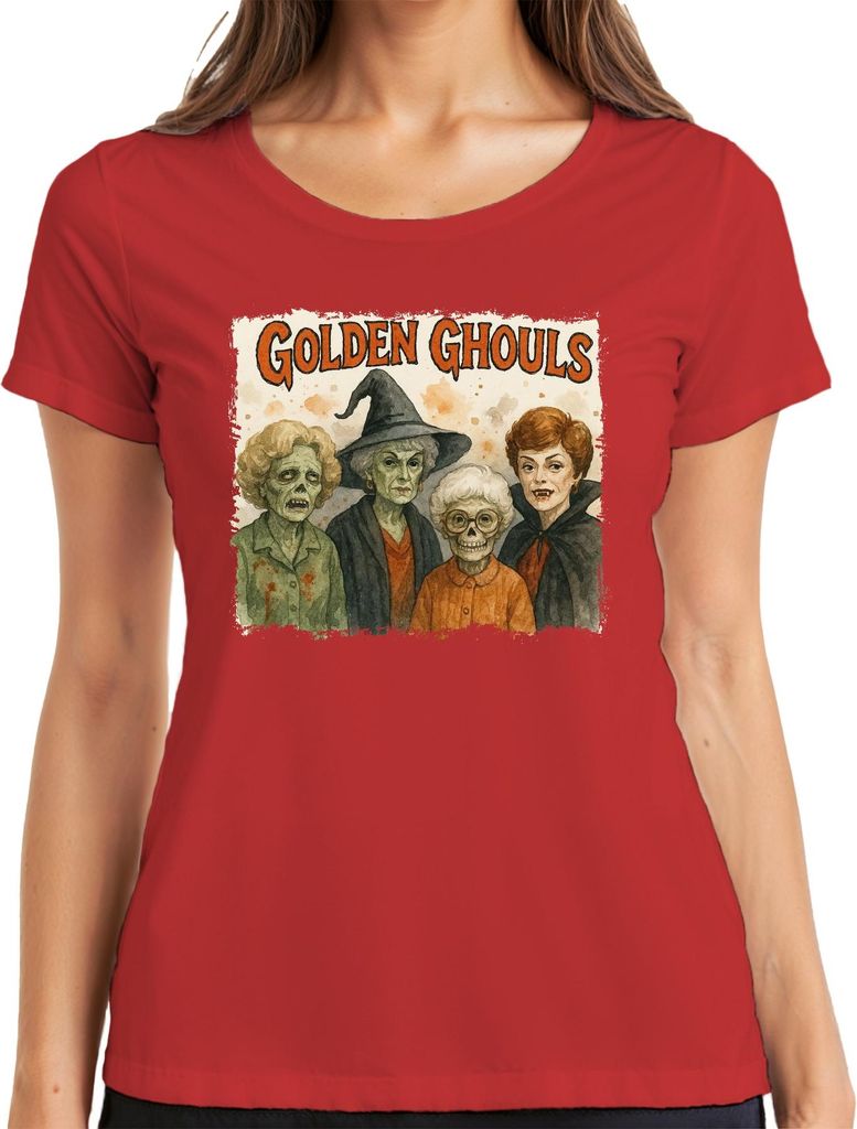 Golden Ghouls Halloween Golden Girls Zombie Omas Hexe Skelett Vampir Damen T-Shirt, Rot, XL