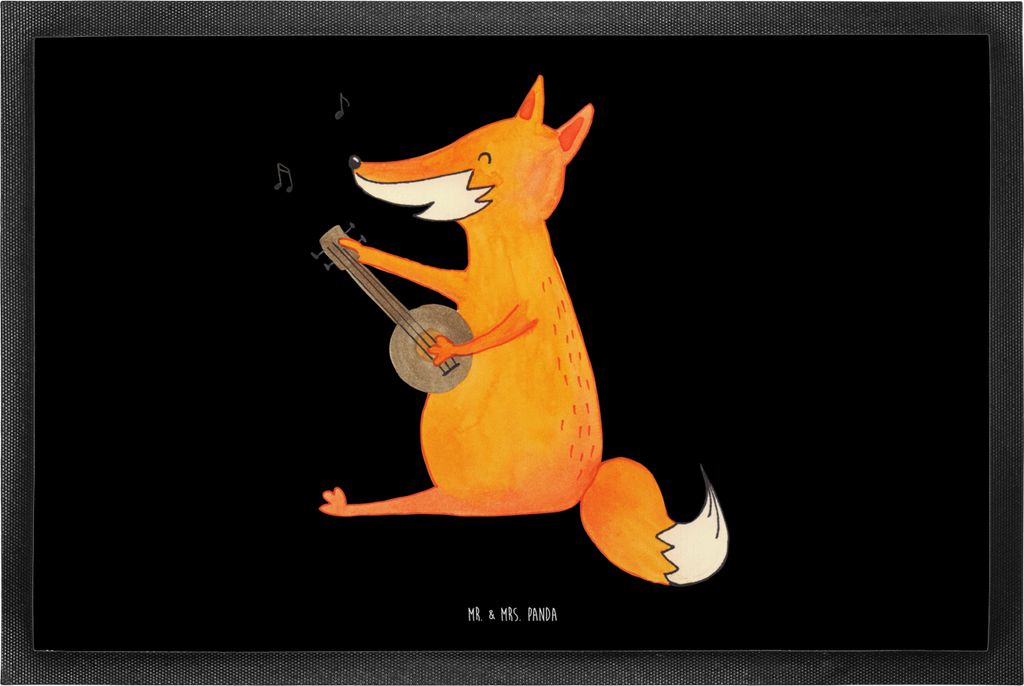 Mr. & Mrs. Panda fußmatte Fuchs Gitarre 50 x 75 cm - Schwarz - Geschenk, abstreifer, Sänger, Musik, Schmutzmatte, Füchse, Eingangsteppich, Optim...