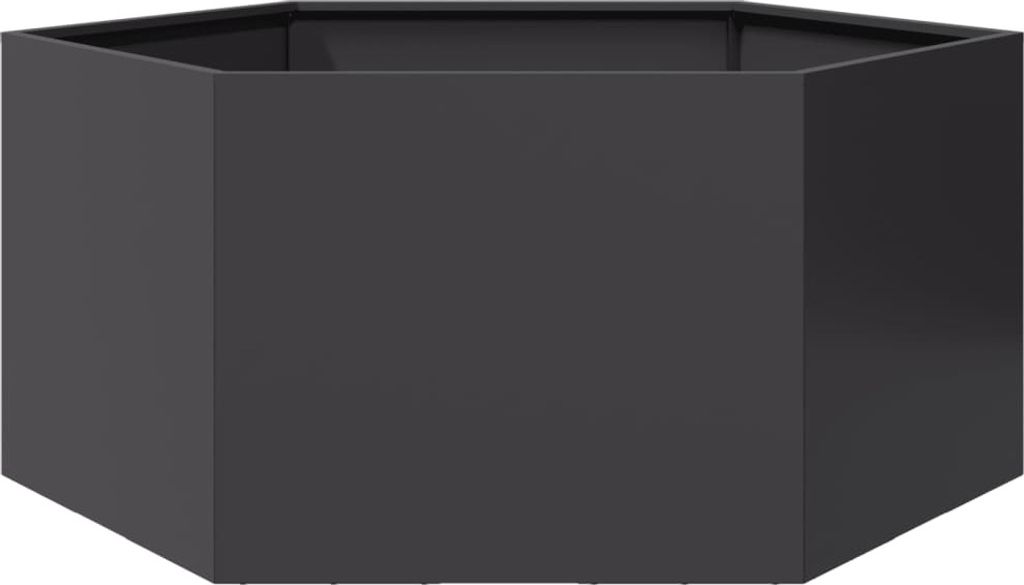 Pflanzkübel Schwarz Sechseckig 104x90x45 Stahl
