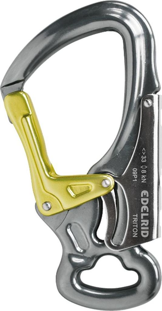 Edelrid DSG Triton - robuster Alukarabiner mit Handballensicherung für PSA-Systeme, Farbe:073 titan