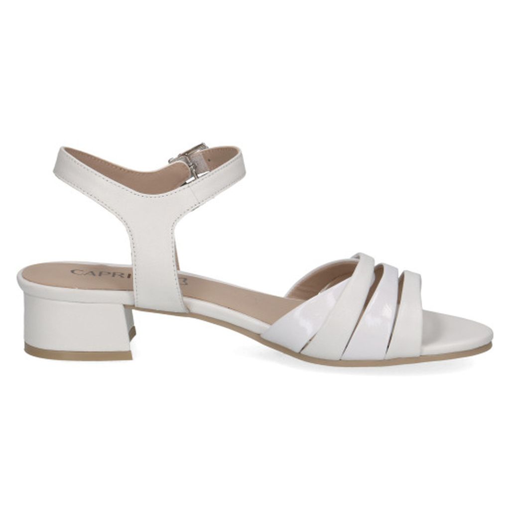 Caprice Damen Sandalette Schnalle Leder kleiner Blockabsatz 9-28206-44, Größe:37.5 EU, Farbe:Weiß