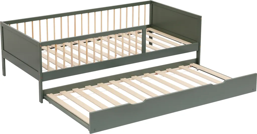 Lit gigogne enfant 90x190 cm vert ADAM avec sommier et tiroir lit