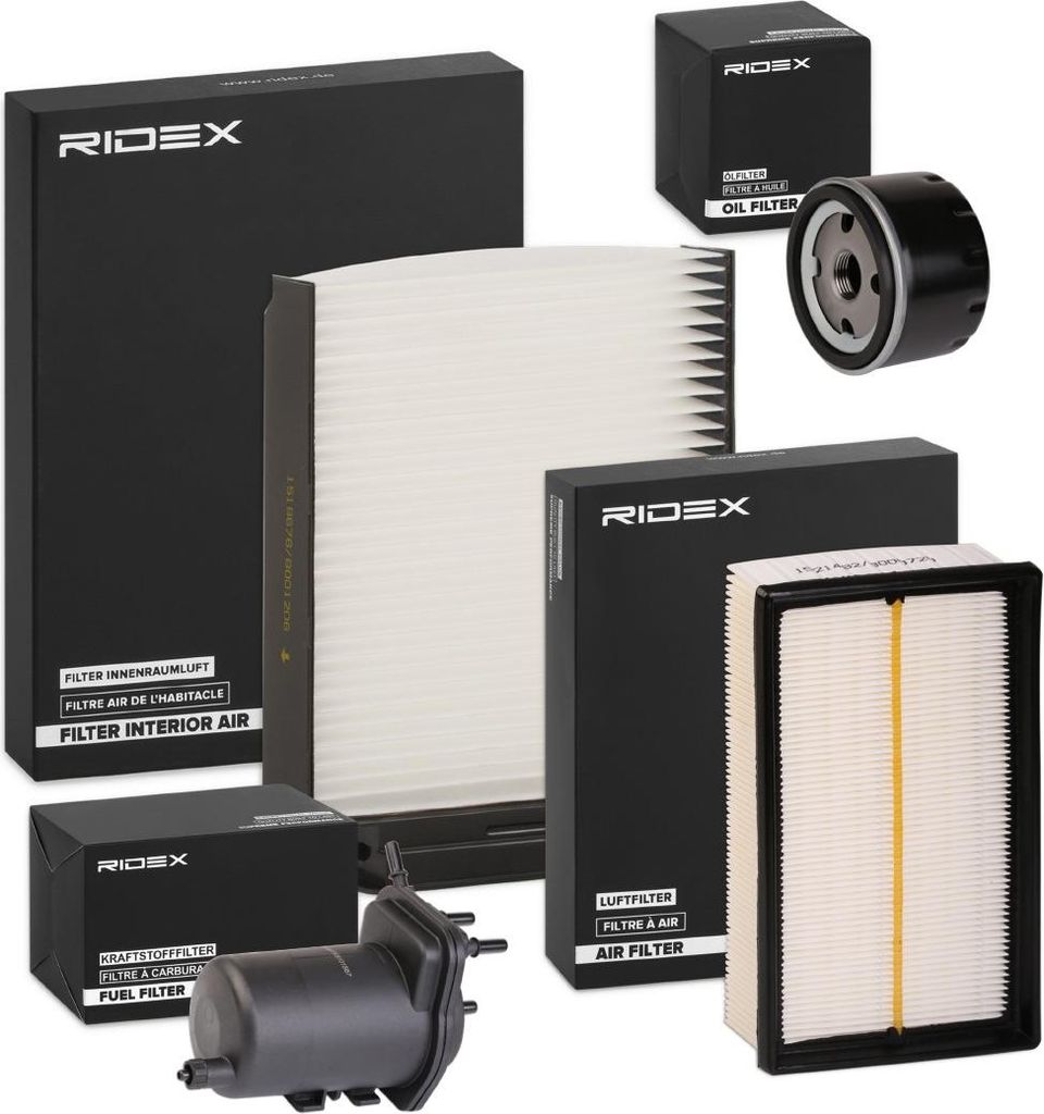 RIDEX Filterset Inspektionspaket Filtersatz für RENAULT CLIO II (BB0/1/2, CB0/1/2) KANGOO (KC0/1) MODUS / GRAND MODUS (F/JP0) für FIAT PANDA (169)