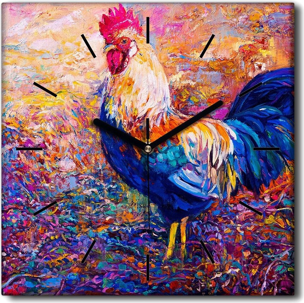 Coloray Uhr auf Leinwand 30x30 cm Wand Uhr Dekoration Wohnzimmer Segeltuch schwarze Hände -Kura-Schwanzfarm.