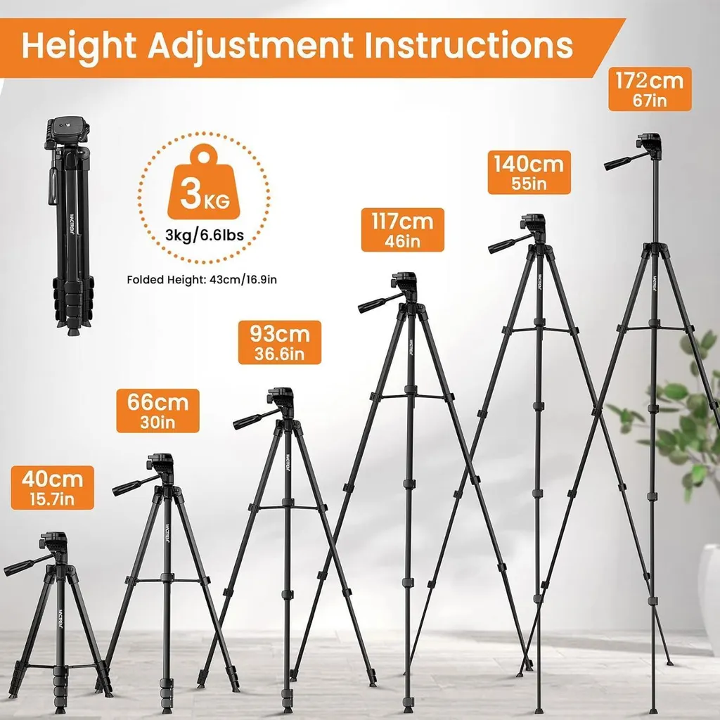 Trépied Vlogging 172cm pour Vidéo et Selfies avec Télécommande Bluetooth - 3