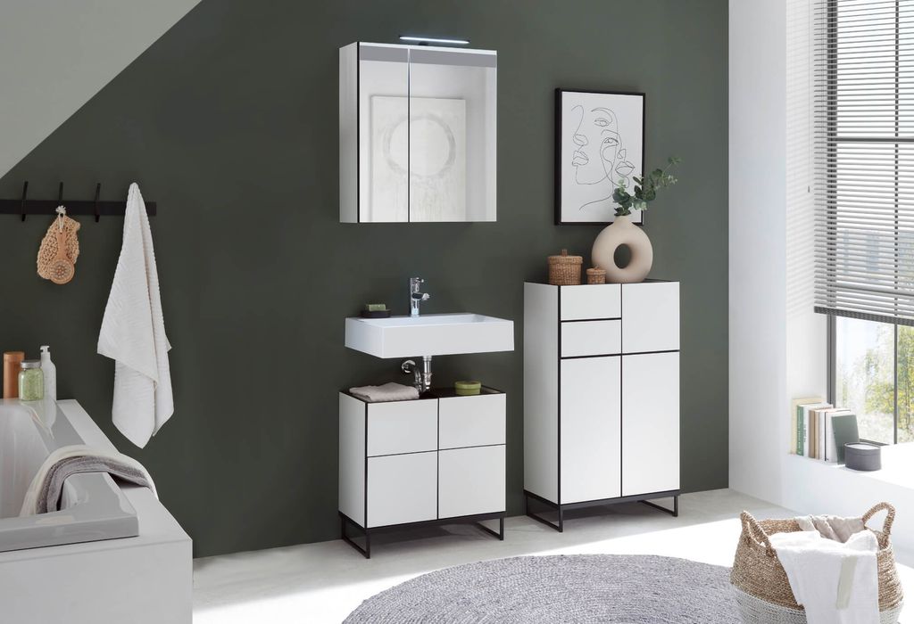 Badezimmer Badmöbel-Set VENEZIA 60 cm Weiß matt Produktbild 