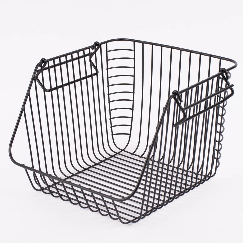 Aufbewahrungskorb zum Stapeln hoch Metallgitter schwarz 27x30x22cm