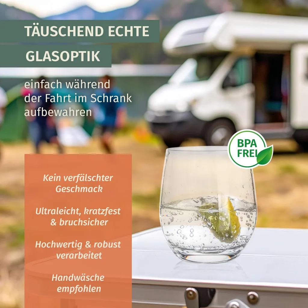 Set Melamina 16 Pezzi Stone Green 4 Persone + Bicchieri Tiamo Camper - 5