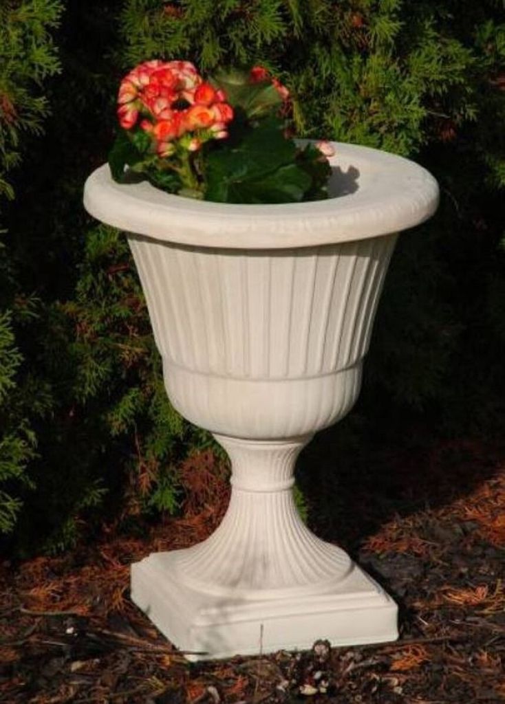 Casa Padrino Barock Garten Deko Blumentopf Weiß Ø 39 x H. 52 cm - Runder Pflanzentopf im Barockstil - Barock Garten Deko - Barock Terrassen Deko ...