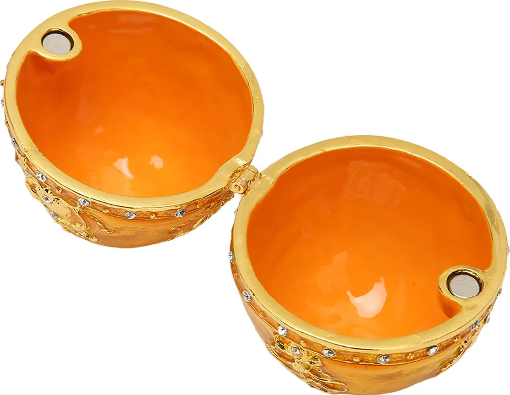Coffret à bijoux décoratif émaillé or et métal peint à la main Chic - 2