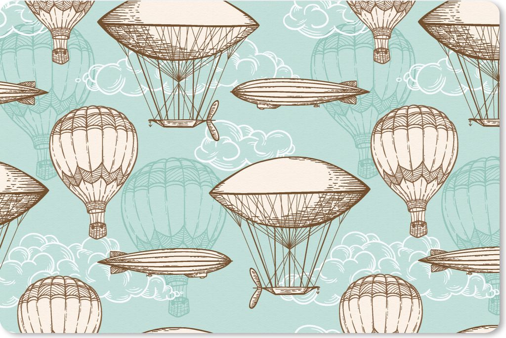 MuchoWow Mauspad Mousepad Vintage - Luftballon - Kinder - Muster 27x18 cm - Mousepads - Maus Mat - Pad - Mausunterlage - Büroartikel - Desk Matten