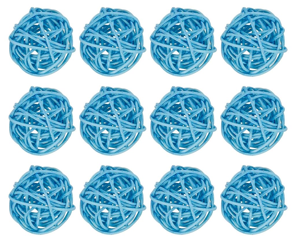 12 Stück Rattan Dekokugeln, 3 cm Korbweide Rattan Kugeln für Vasenfüller Hochzeit, Hellblau