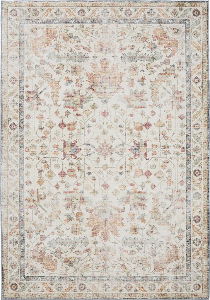 Tapis facile à nettoyer Gent lavable Multicolor Beige 140x200 cm