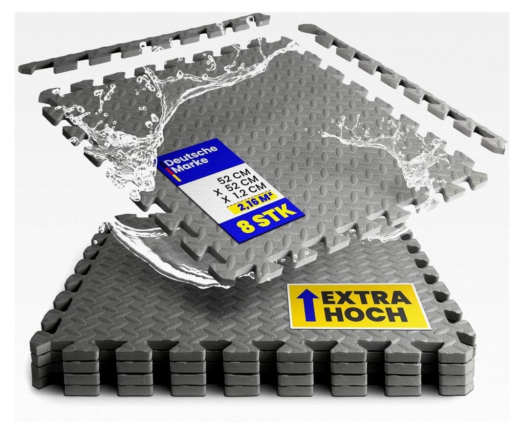 Bodenschutzmatte für Pools, 16 Stück (52x52x1,2 cm) - 4,32 m² - Robustes Stecksystem erweiterbar