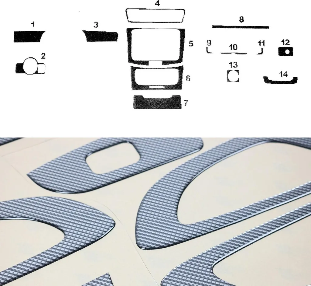 Cockpit decorazione interna per VW Passat B7 2010-2015 carbonio ottico 14pcs - 1