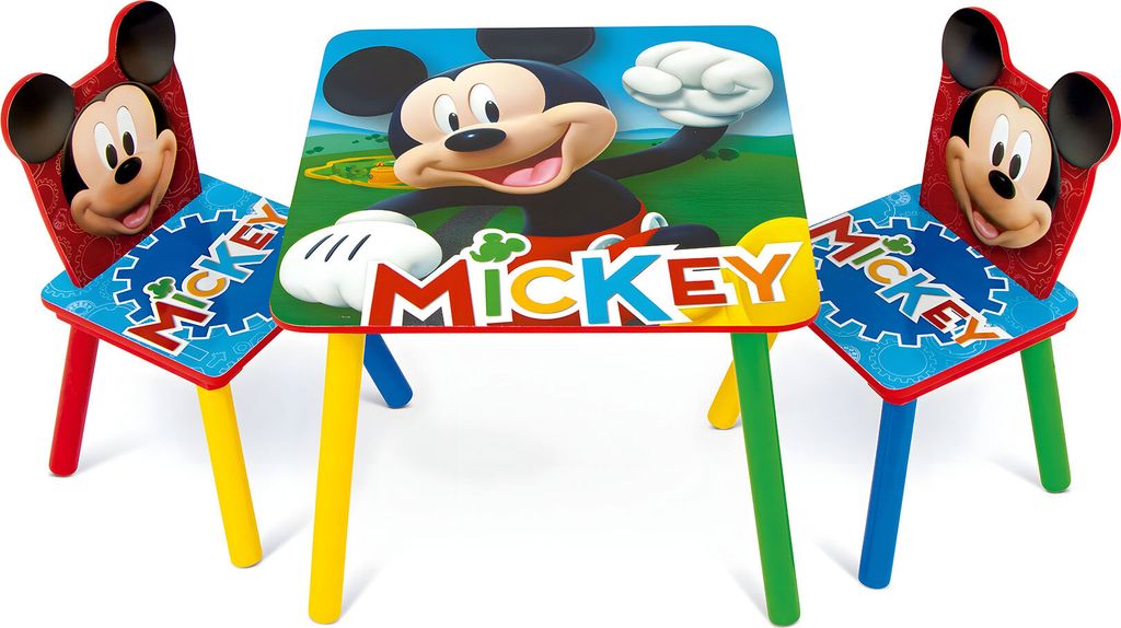 Tavolo in legno per bambini con sedie rosso - Topolino Immagine del prodotto 