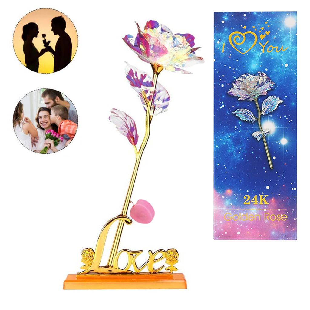 PREUP 24k Gold Rose Handgefertigt Konservierte mit Geschenkbox für Frau Freundin/Geburtstag/Hochzeitstag/Jahrestag Künstliche Rose