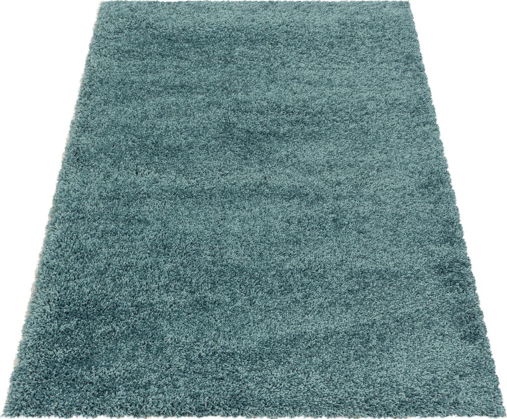 Teppich Wohnzimmer Hochflor Blau 120x170 Rechteck Unicolor - Einfarbig aus Polypropylen