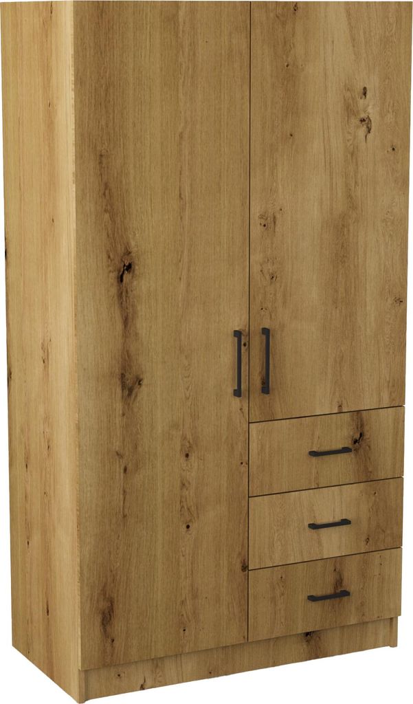 Masseno Drehtürenschrank PINELLO 96/177/50 cm 2-türig Schlafzimmer Schrank Kleiderschrank Eiche Artisan