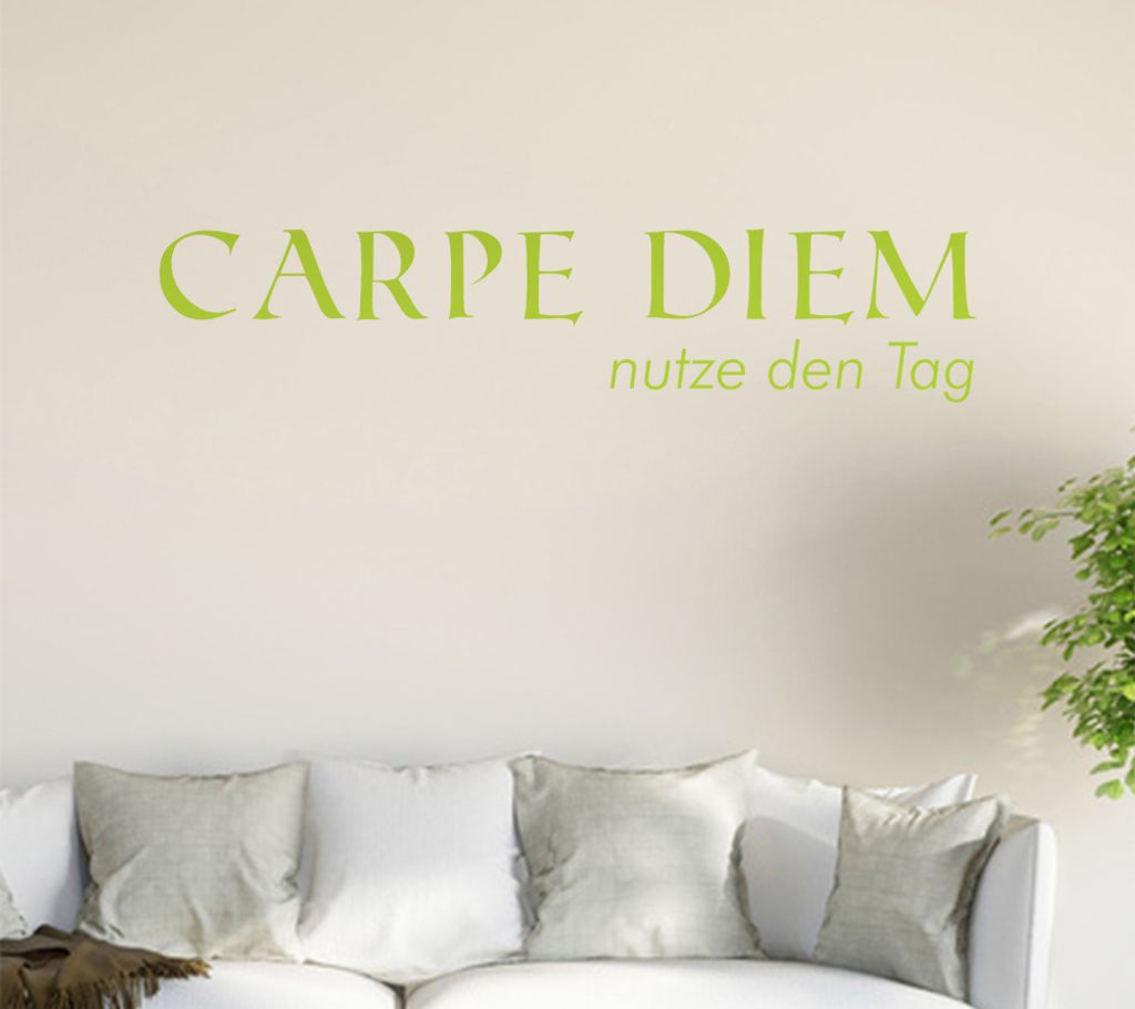 Carpe Diem Wandtattoo in 6 Größen - Wandaufkleber Wall Sticker - Dekoration, Küche, Wohnzimmer, Schlafzimmer, Badezimmer