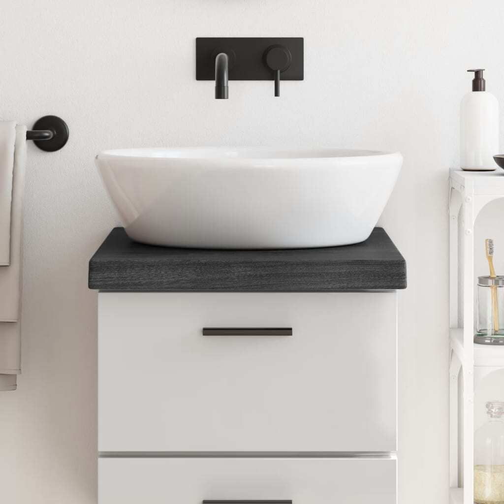 Waschtischplatte Dunkelgrau 40x60x6 cm Massivholz Behandelt Produktbild 