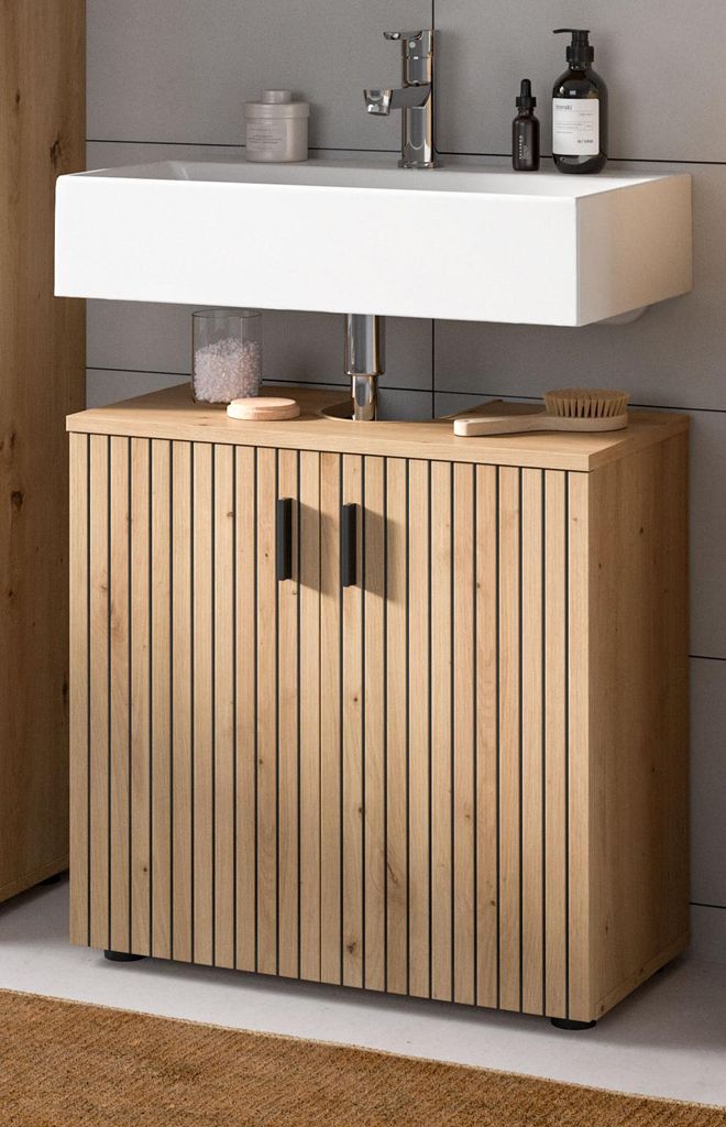 Waschbeckenunterschrank "Livia" in Artisan Eiche Badezimmer Unterschrank 60 cm