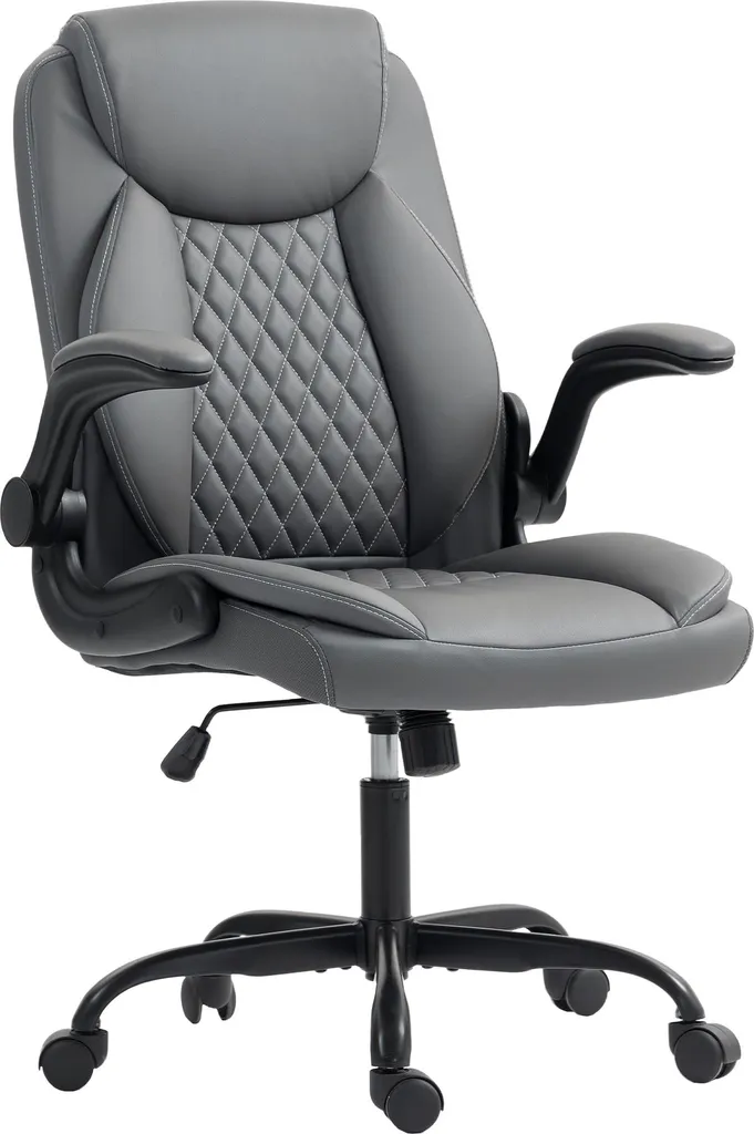 Fauteuil de bureau pivotant 360° avec accoudoirs relevables et bascule gris