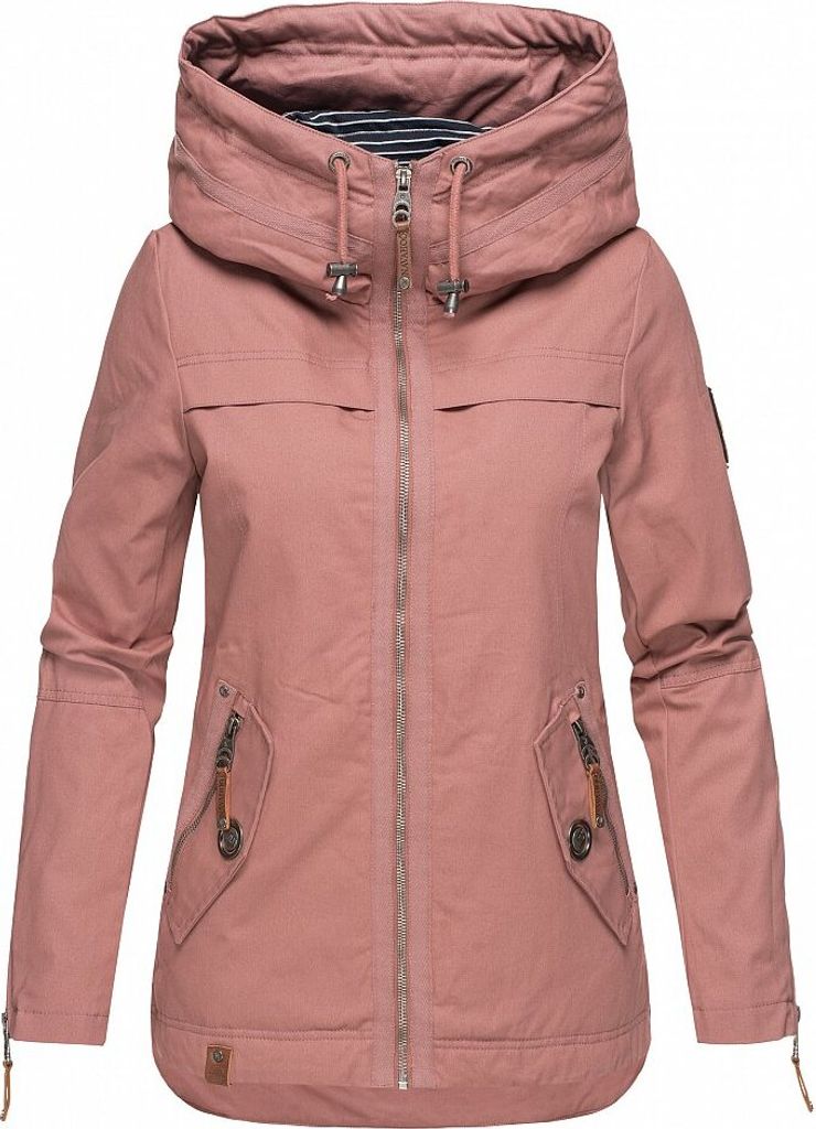 Navahoo Damen Jacke Frühling Herbst Übergangsjacke Print Parka Mantel Kapuze Wekoo Rose Gr: 36 - S