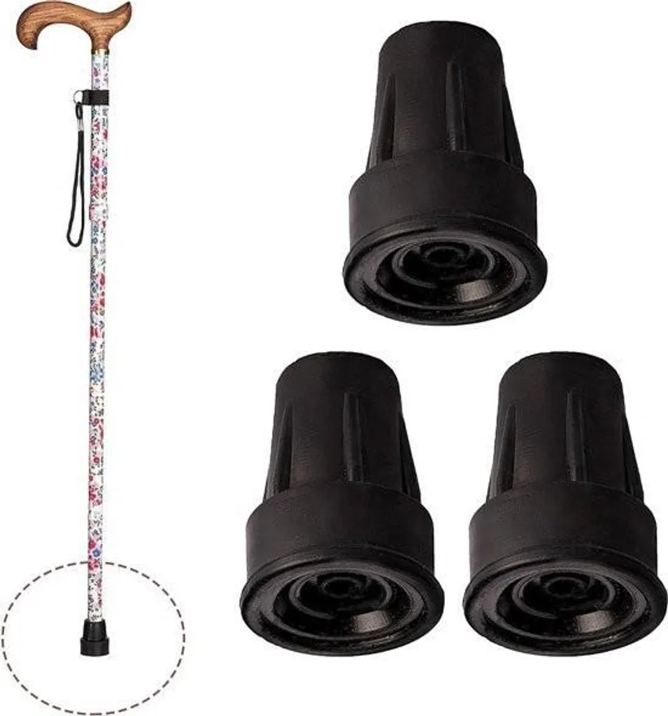 Embouts antidérapants pour canne de marche - Kit 3 tailles 17 18 19 mm