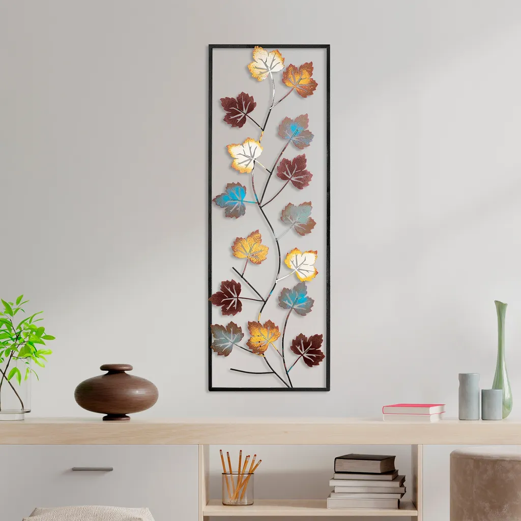 Wallity, Platano, Accessorio decorativo da parete in metallo, 100% METALLO, Multicolore, 32 x 90 cm