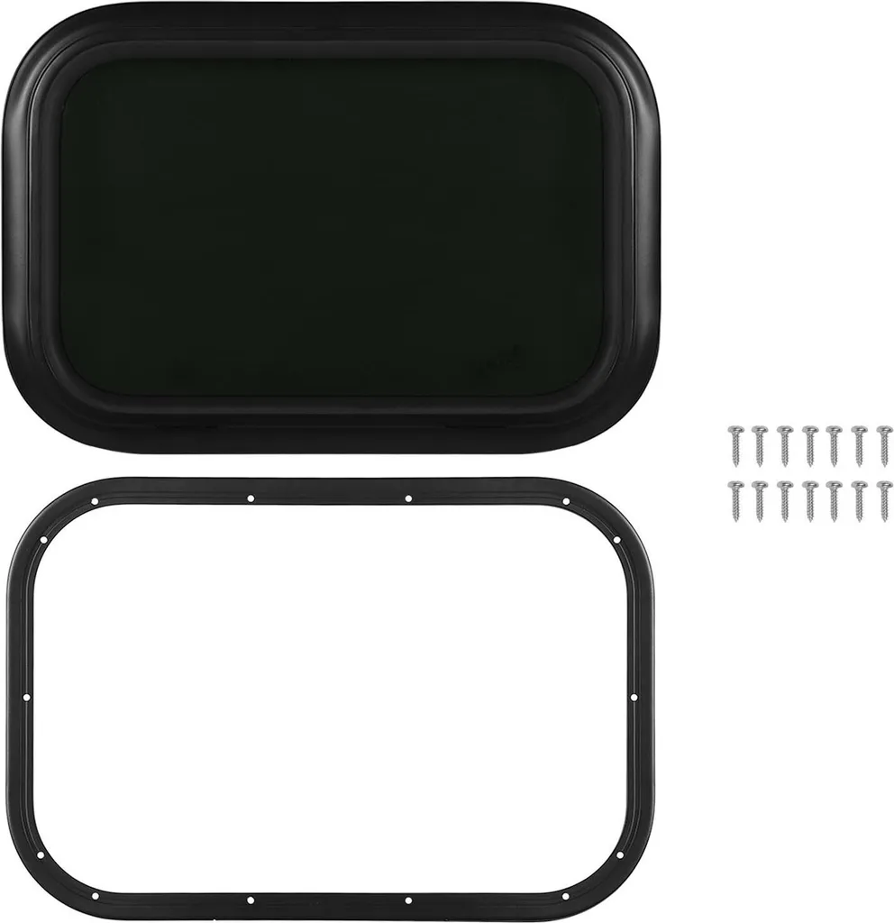 Baie fixe pour camping-car 600 x 500 mm avec cadre noir et verre clair