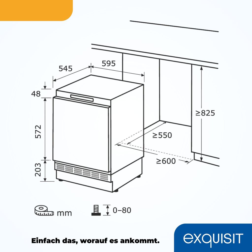 Exquisit Unterbau Vollraumkühlschrank UKS140-V-FE-010E | Produktbild 6