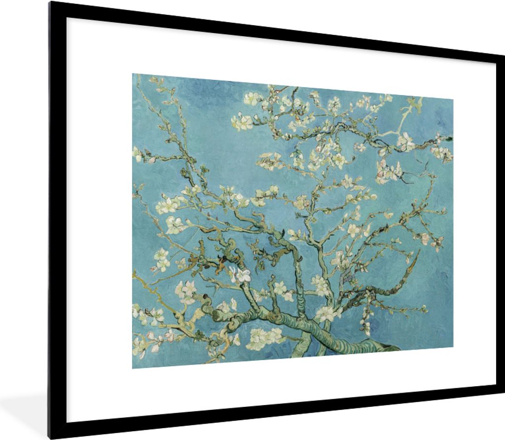 MuchoWow Gerahmtes Poster Van Gogh - Blüte - Alte Meister - Vincent van Gogh 80x60 cm - Poster mit Schwarzem Bilderrahmen Wandposter Rahmen Foto...