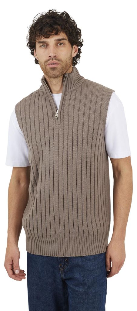 Brave Soul - Pullover für Herren, Weiter Stehkragen, Ärmellos WH169 (XL) (Eisengrau)