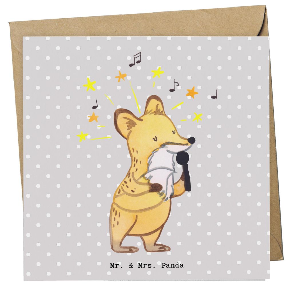Mr. & Mrs. Panda Grußkarte Musicaldarsteller Herz - Grau Pastell - Geschenk, anlasskarte, Klappkarte, doppelkarte, faltkarte, Glückwunschkarte