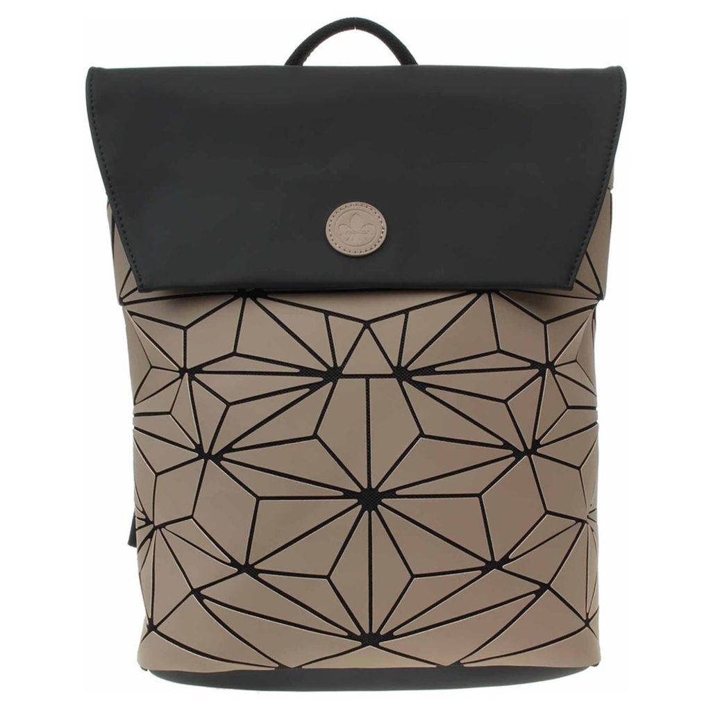 A Rieker women's city backpack with a geometric laser-cut pattern.