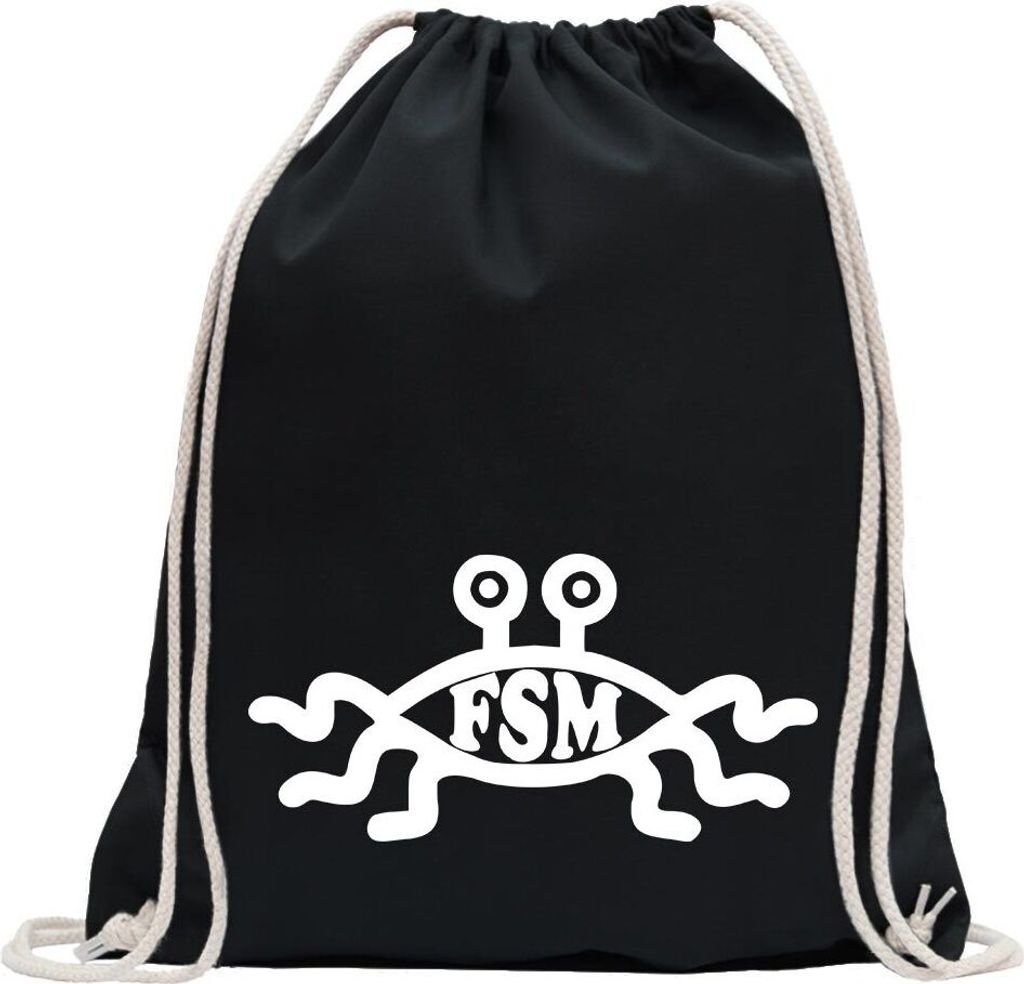 Kiwistar - Turnbeutel - schwarz - FSM - Fun Rucksack Sport Beutel Gymsack Baumwolle mit Ziehgurt